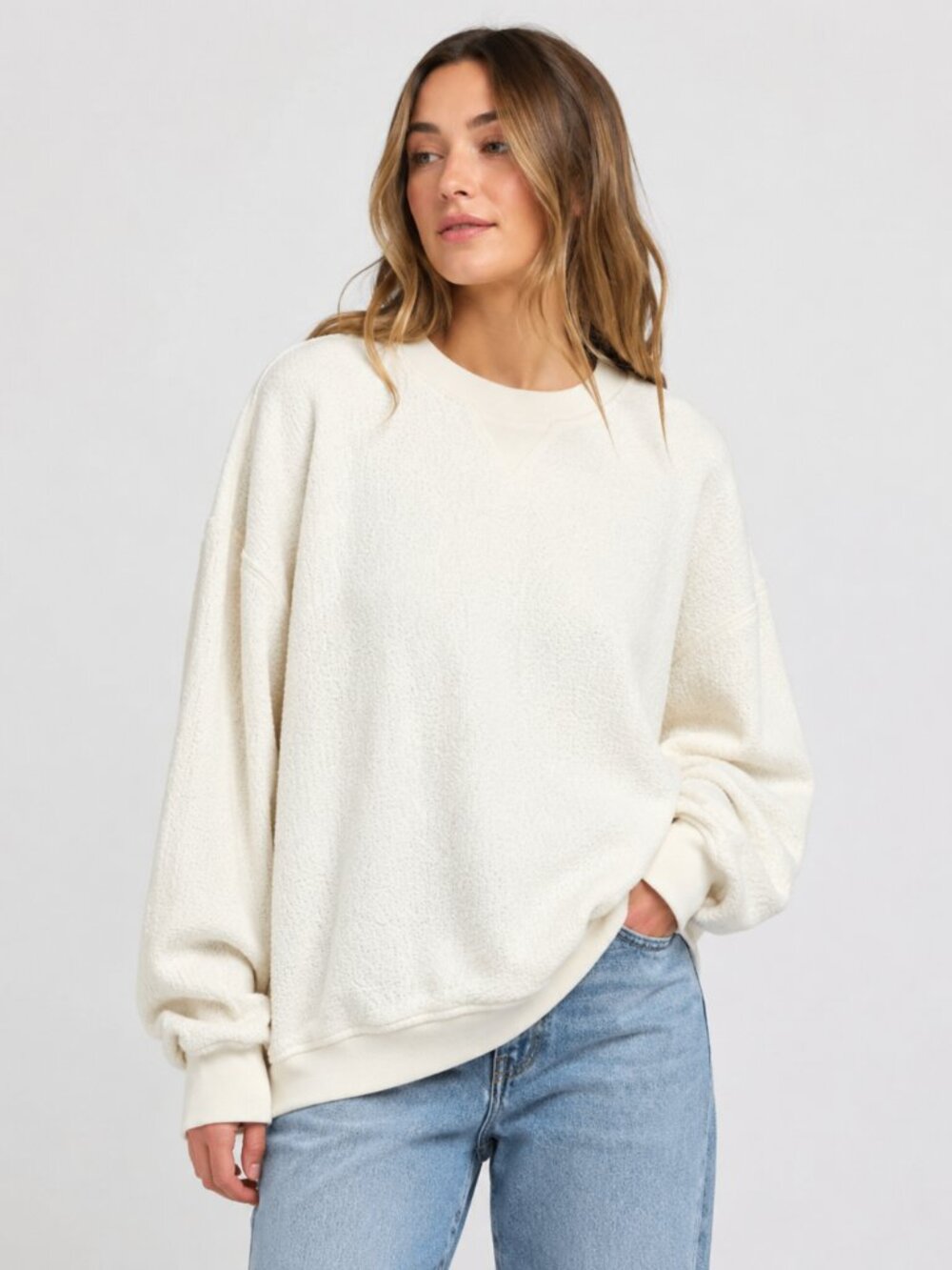 Hatch Maternity Friendly Cream Boucle Dina Sweatshirt Cozy Everyday Pullover Sz2